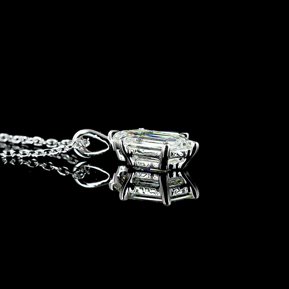 14K White Gold North-South Step Marquise Solitaire Pendant with 1.06 Carat Lab Diamond - G Color VVS2 Clarity - Covaloro Fine Jewelry