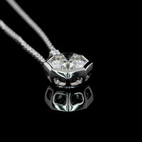 14K White Gold Octagon Hearts & Arrows Lab Diamond Pendant with Bezel Setting and Brilliant Accent Stones - 2.57 Carat Total Weight - Covaloro Fine Jewelry