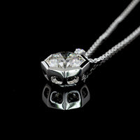 14K White Gold Octagon Hearts & Arrows Lab Diamond Pendant with Bezel Setting and Brilliant Accent Stones - 2.57 Carat Total Weight - Covaloro Fine Jewelry