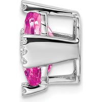 14K White Gold Octagon Lab Created Pink Sapphire Pendant with Round Diamond Accents - 2.3 Carat Total Gemstone Weight by Lumare Gioia