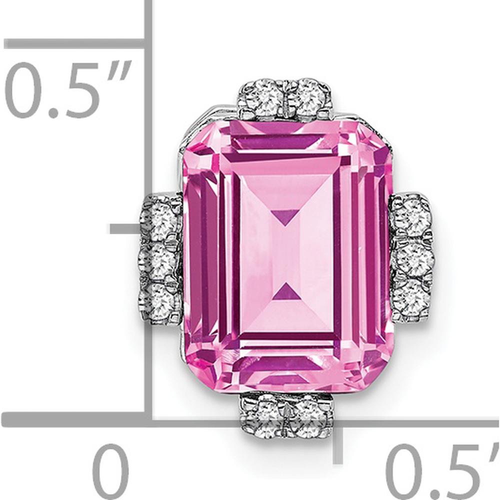 14K White Gold Octagon Lab Created Pink Sapphire Pendant with Round Diamond Accents - 2.3 Carat Total Gemstone Weight by Lumare Gioia