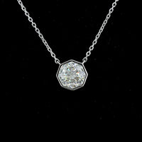 14K White Gold Octagon Nova Lab Diamond Solitaire Pendant - 1.10 Carat Total Weight, Bezel Set, VVS2 Clarity - Covaloro Fine Jewelry