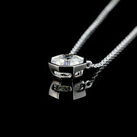 14K White Gold Octagon Nova Lab Diamond Solitaire Pendant - 1.10 Carat Total Weight, Bezel Set, VVS2 Clarity - Covaloro Fine Jewelry