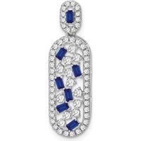 14K White Gold Octagon Sapphire and Diamond Oval Chain Slide - 0.13 Carat Total Sapphire Weight, 0.09 Carat Total Diamond Weight by Lumare Gioia