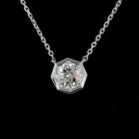 14K White Gold Octagon Solitaire Pendant with Bezel Set Lab Diamond - 1.5 Carat Total Weight, G VVS2 - Covaloro Fine Jewelry