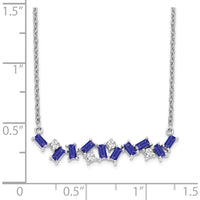 14K White Gold Octagon Tanzanite and Diamond Bar Necklace - 0.22 Carat Total Diamond Weight, 0.22 Carat Total Tanzanite Weight by Lumare Gioia