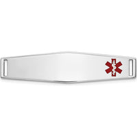 14K White Gold Off-Center Red Epoxy Enamel Medical ID Plate - 34mm x 9.5mm by Oro Pregiato