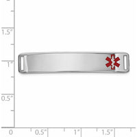 14K White Gold Off-Center Red Epoxy Enameled Medical ID Plate - Engravable by Oro Pregiato