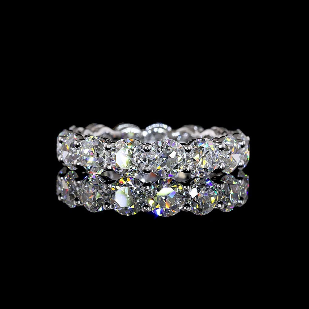 14K White Gold Old European Cut Lab Diamond Eternity Band - 4.80 Carat Total Weight, 15 Stones, E-F Color VS1 Clarity - Covaloro Fine Jewelry