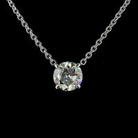 14K White Gold Old European Cut Lab Diamond Solitaire Pendant - 2.19 Carat Total Weight, E-F Color, VS1 Clarity with GIA Certification - Covaloro Fine Jewelry
