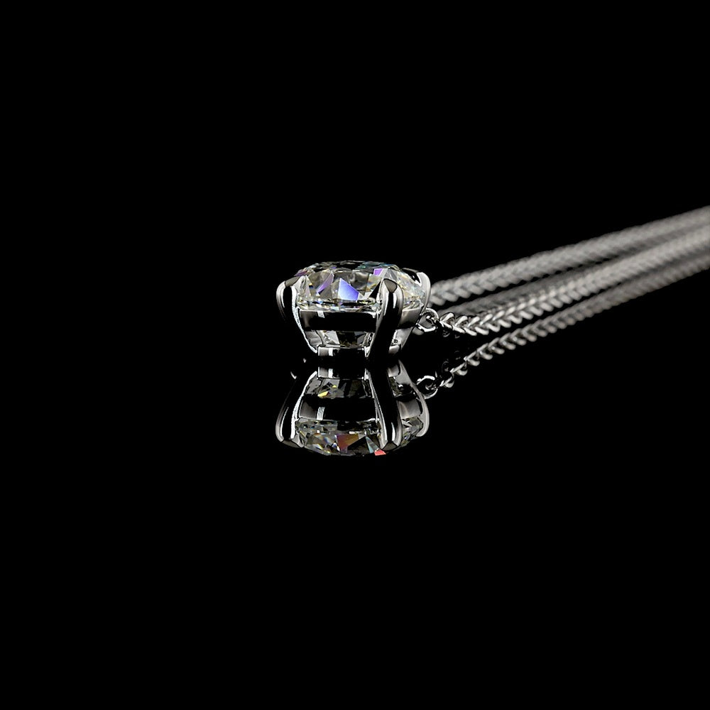 14K White Gold Old European Cut Lab Diamond Solitaire Pendant - 2.19 Carat Total Weight, E-F Color, VS1 Clarity with GIA Certification - Covaloro Fine Jewelry