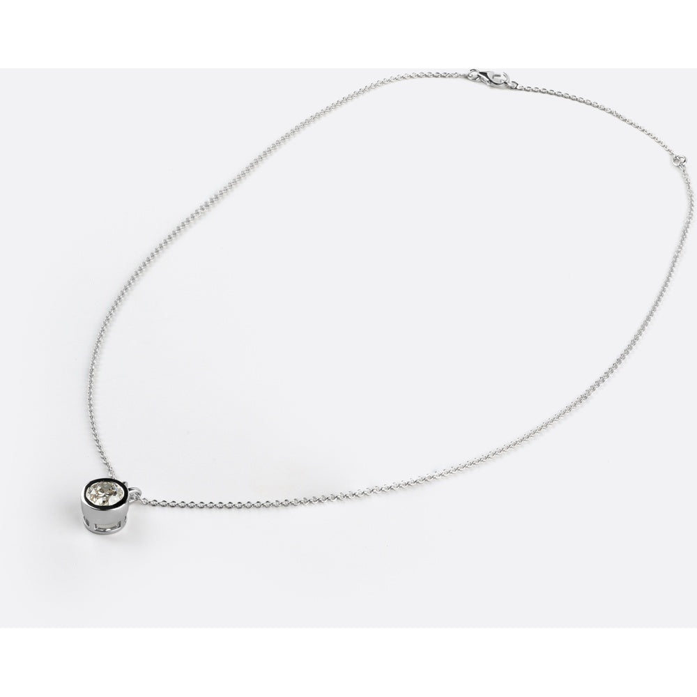 14K White Gold Old European Cut Lab Diamond Solitaire Pendant - 2.56 Carat, D VS1 Quality - Covaloro Fine Jewelry