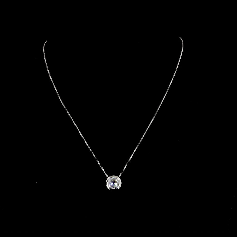 14K White Gold Old European Cut Lab Diamond Solitaire Pendant - 3.21 Carat Total Weight, E-F Color, VS2 Clarity, Bezel Setting - Covaloro Fine Jewelry
