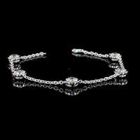 14K White Gold Old European Cut Lab Diamond Station Bracelet - 5.25 Carat Total Weight, Bezel Set, E-F Color VVS2 Clarity - Covaloro Fine Jewelry