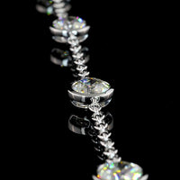 14K White Gold Old European Cut Lab Diamond Station Bracelet - 5.25 Carat Total Weight, Bezel Set, E-F Color VVS2 Clarity - Covaloro Fine Jewelry