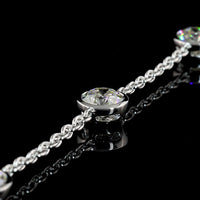 14K White Gold Old European Cut Lab Diamond Station Bracelet - 5.25 Carat Total Weight, Bezel Set, E-F Color VVS2 Clarity - Covaloro Fine Jewelry