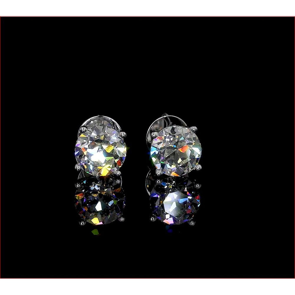14K White Gold Old European Cut Lab Diamond Stud Earrings - 2.02 Carat Total Weight, D VS1 Quality - Covaloro Fine Jewelry