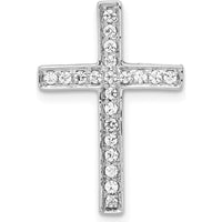 14K White Gold Omega Slide Diamond Cross Pendant - 1/5 Carat Total Diamond Weight by Monteluci Fine Jewelry
