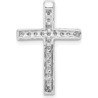 14K White Gold Omega Slide Diamond Cross Pendant - 1/5 Carat Total Diamond Weight by Monteluci Fine Jewelry