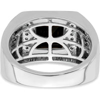 14K White Gold Onyx and Diamond Cross Men's Ring - 1.885 Carat Onyx, 0.073 Carat Diamonds by 0