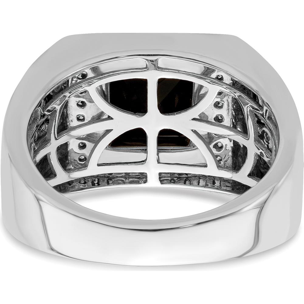 14K White Gold Onyx and Diamond Cross Men's Ring - 1.885 Carat Onyx, 0.073 Carat Diamonds by 0