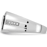 14K White Gold Onyx and Diamond Eagle Men's Ring - 0.05 Carat Diamond Weight by 0