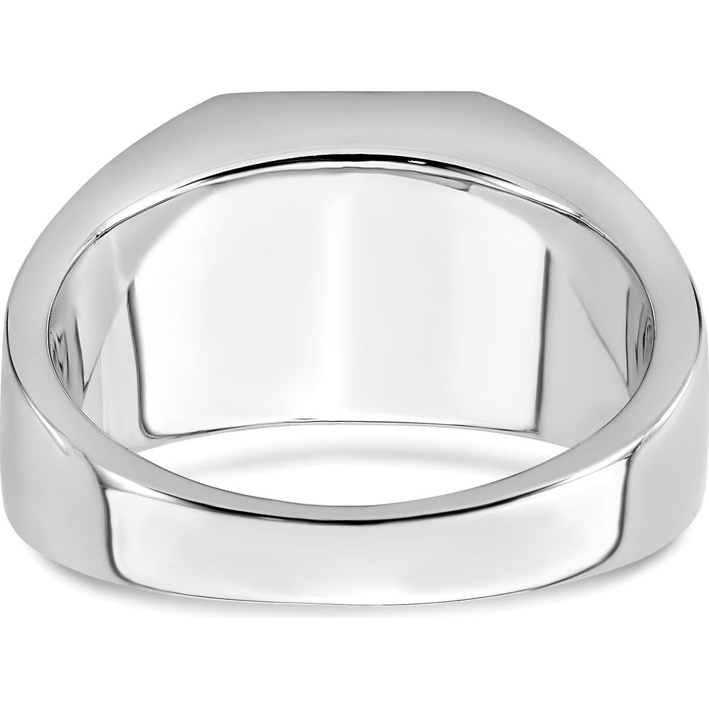 14K White Gold Onyx and Diamond Eagle Men's Ring - 0.05 Carat Diamond Weight by 0