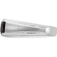 14K White Gold Onyx and Diamond Men's Ring with Cushion-Cut Onyx - 0.06 Carat Total Diamond Weight by 0