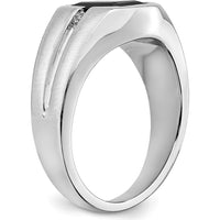14K White Gold Onyx and Diamond Men's Ring with Round Diamonds - 0.02 Carat Total Diamond Weight by 0