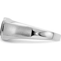 14K White Gold Onyx and Diamond Men's Ring with Tapered Band - 0.008 Carat Total Diamond Weight by 0