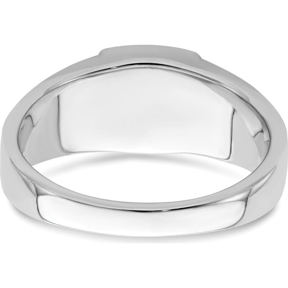 14K White Gold Onyx and Diamond Men's Ring with Tapered Band - 0.008 Carat Total Diamond Weight by 0
