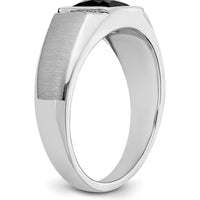 14K White Gold Onyx and Diamond Men's Ring with Tapered Band - 0.008 Carat Total Diamond Weight by 0