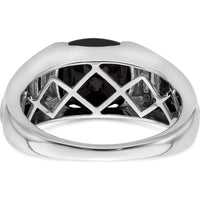 14K White Gold Onyx and Diamond Men's Ring with Tapered Band and Cushion Cut Onyx - 0.015 Carat Total Diamond Weight by 0
