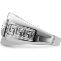 14K White Gold Onyx and Round Diamond Greek Key Design Men's Ring - 3.61 Carat Total Weight by 0