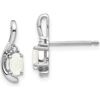 14K White Gold Opal and Diamond Drop Earrings - 0.293 Carat Total Opal Weight, 0.005 Carat Total Diamond Weight by Oro Pregiato