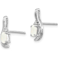 14K White Gold Opal and Diamond Drop Earrings - 0.293 Carat Total Opal Weight, 0.005 Carat Total Diamond Weight by Oro Pregiato