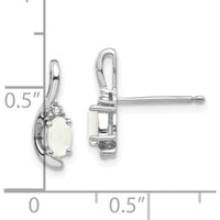 14K White Gold Opal and Diamond Drop Earrings - 0.293 Carat Total Opal Weight, 0.005 Carat Total Diamond Weight by Oro Pregiato