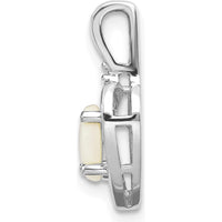 14K White Gold Opal and Diamond Heart Pendant - 0.55 Carat Opal, 0.007 Carat Diamond by Oro Pregiato