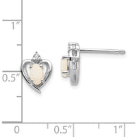 14K White Gold Opal and Diamond Heart Post Earrings - 0.293 Carat Opal & 0.005 Carat Diamond by Oro Pregiato