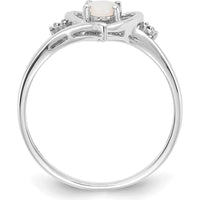 14K White Gold Opal and Diamond Heart Ring with Oval Opal - 0.55 Carat Total Opal Weight by Oro Pregiato