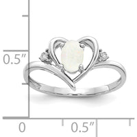 14K White Gold Opal and Diamond Heart Ring with Oval Opal - 0.55 Carat Total Opal Weight by Oro Pregiato