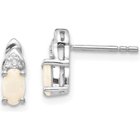 14K White Gold Opal and Diamond Post Earrings - 0.293 Carat Total Opal Weight, 0.01 Carat Total Diamond Weight by Oro Pregiato