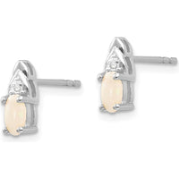 14K White Gold Opal and Diamond Post Earrings - 0.293 Carat Total Opal Weight, 0.01 Carat Total Diamond Weight by Oro Pregiato