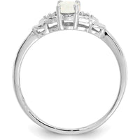 14K White Gold Opal and Diamond Ring with Oval Opal and Round Diamond Accents - 0.55 Carat Total Opal Weight by Oro Pregiato
