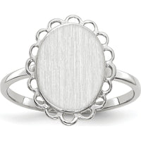 14K White Gold Open Back Signet Ring with Polished & Brushed Satin Finish by 0