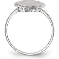14K White Gold Open Back Signet Ring with Polished & Brushed Satin Finish by 0