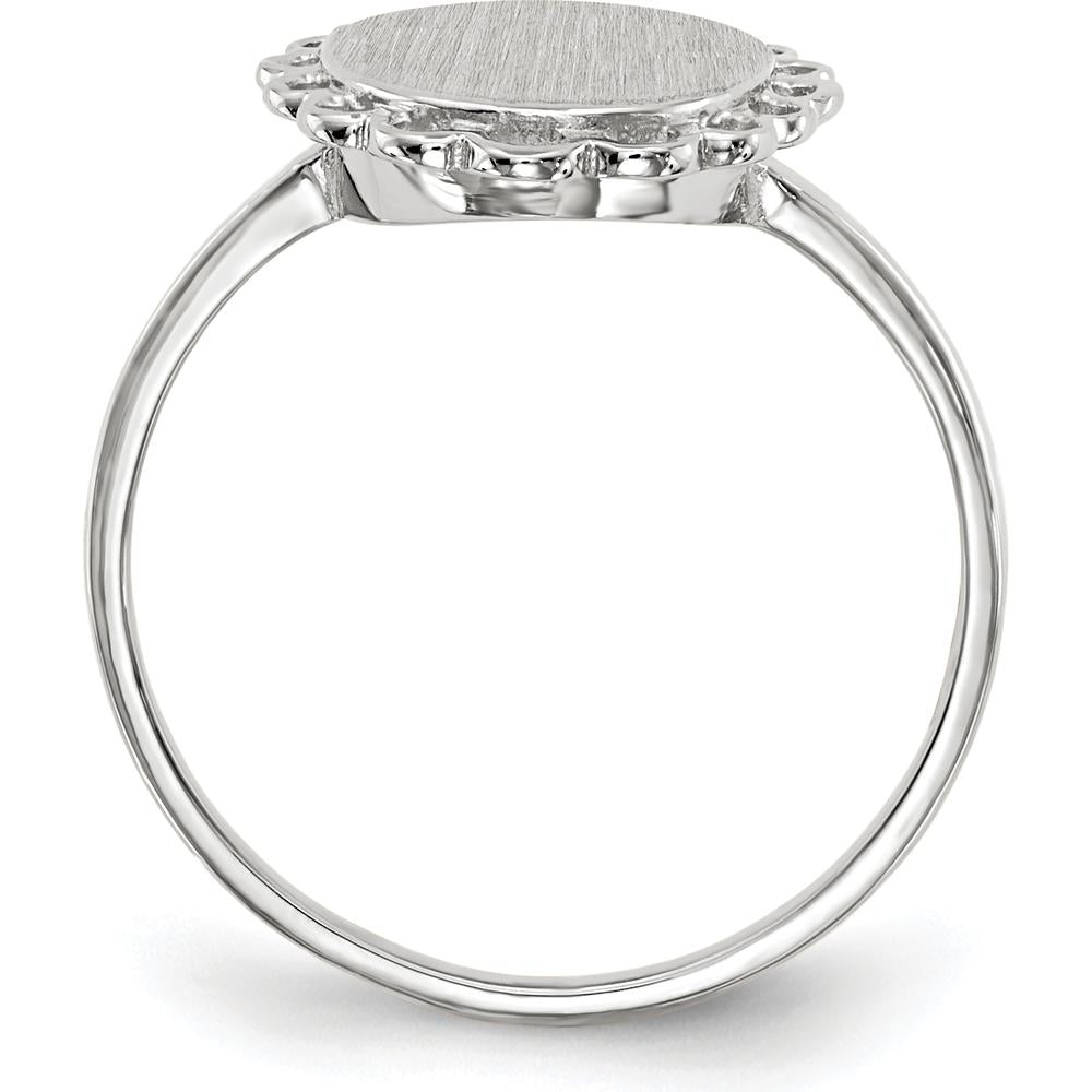 14K White Gold Open Back Signet Ring with Polished & Brushed Satin Finish by 0