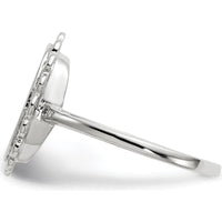 14K White Gold Open Back Signet Ring with Polished & Brushed Satin Finish by 0