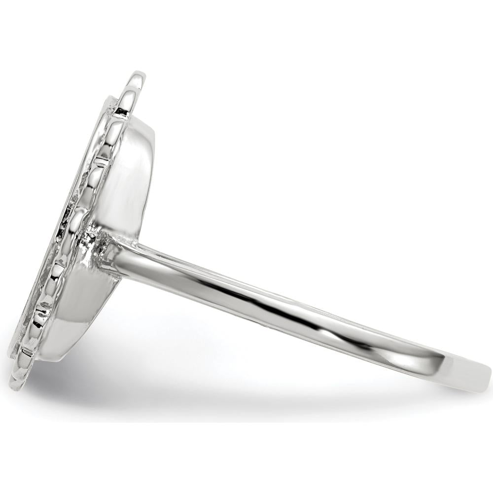 14K White Gold Open Back Signet Ring with Polished & Brushed Satin Finish by 0
