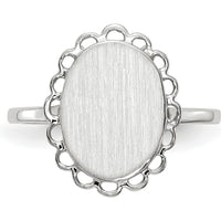 14K White Gold Open Back Signet Ring with Polished & Brushed Satin Finish by 0